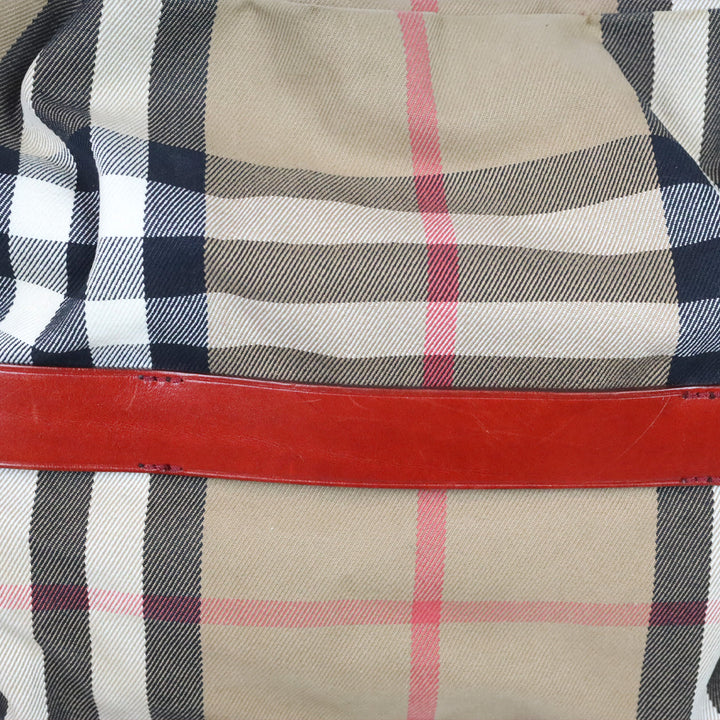 Burberry Red Bridle House Check Canvas Gosford Hobo Bag