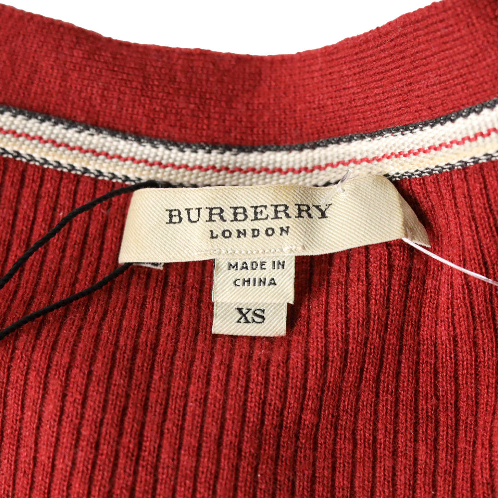 Burberry Red Ribbed-Knit Cashmere Belted Cardigan