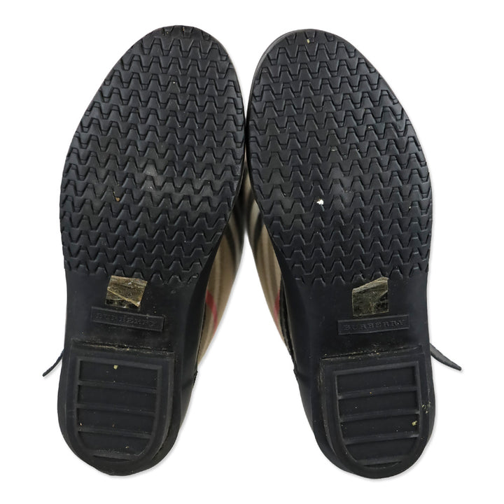 Burberry Simeon Black Rubber & Canvas Check Rain Boots