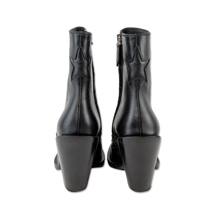 Burberry Square Toe Black Leather Cowboy Boots