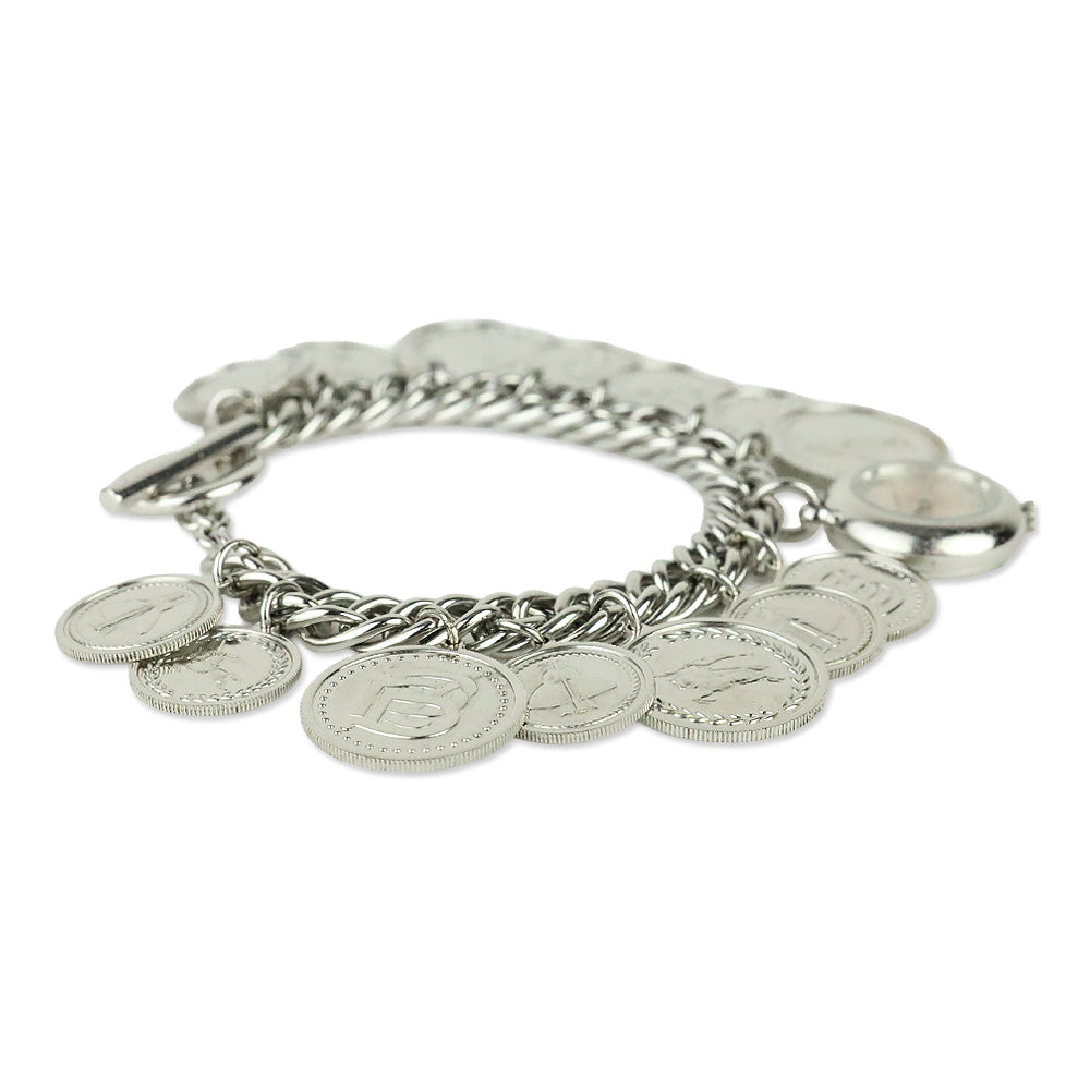 Burberry Sterling Silver 22mm Coin Charm Watch