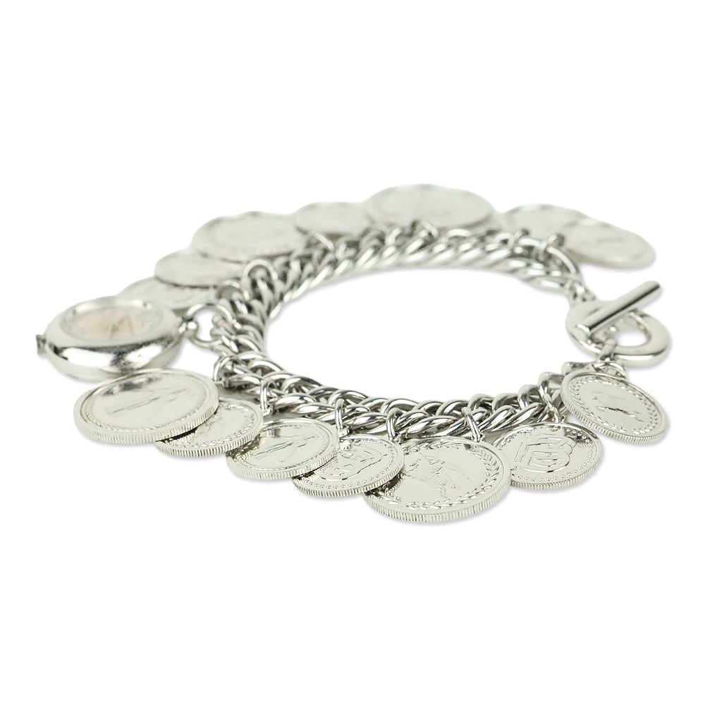Burberry Sterling Silver 22mm Coin Charm Watch