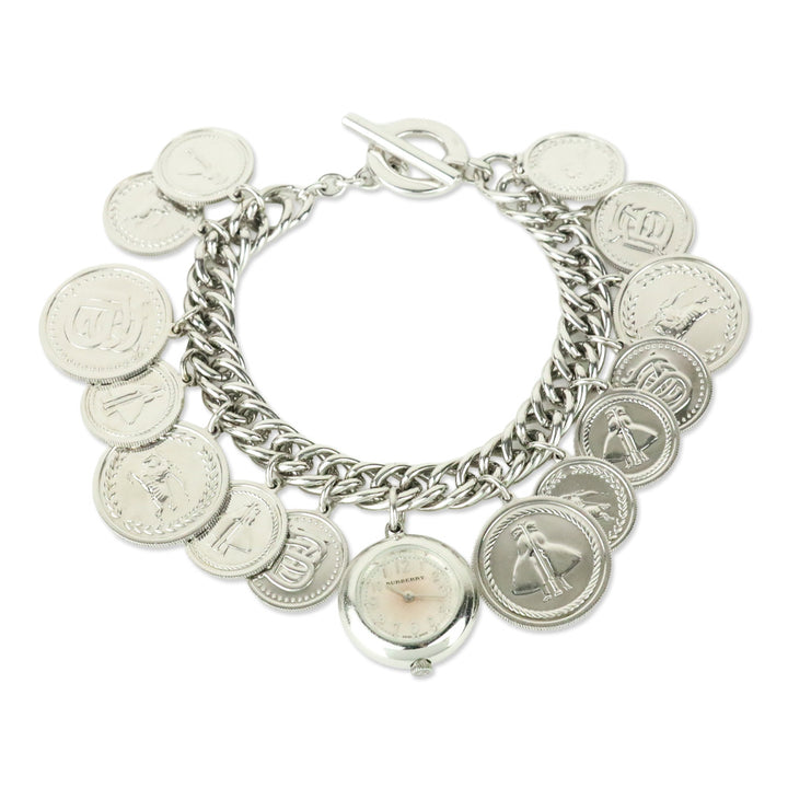 Burberry Sterling Silver 22mm Coin Charm Watch