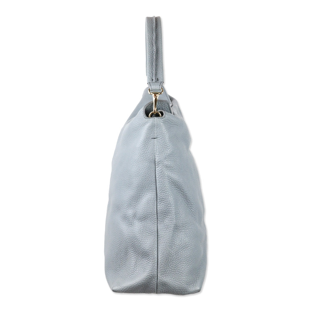 Burberry Storm Grey London Grainy Leather Medium Cale Hobo Bag