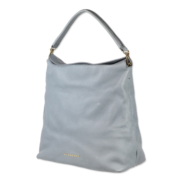Burberry Storm Grey London Grainy Leather Medium Cale Hobo Bag