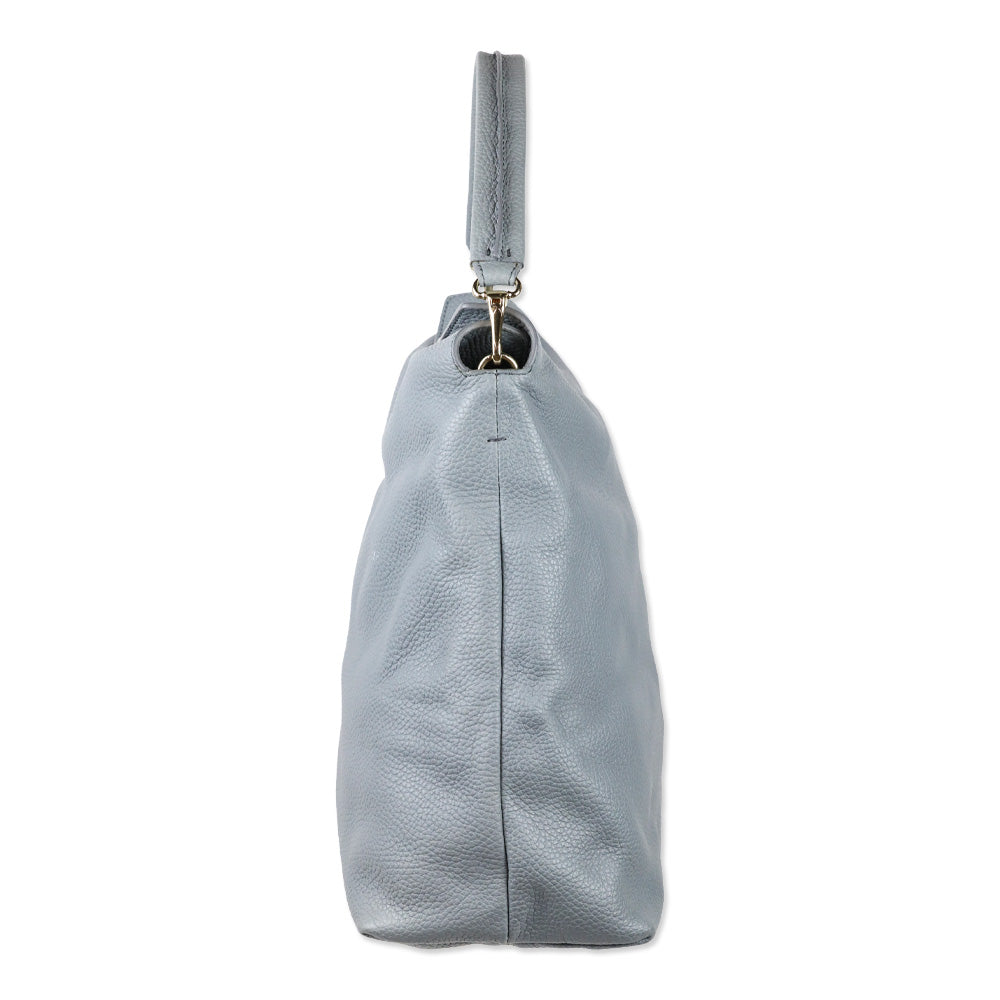 Burberry Storm Grey London Grainy Leather Medium Cale Hobo Bag