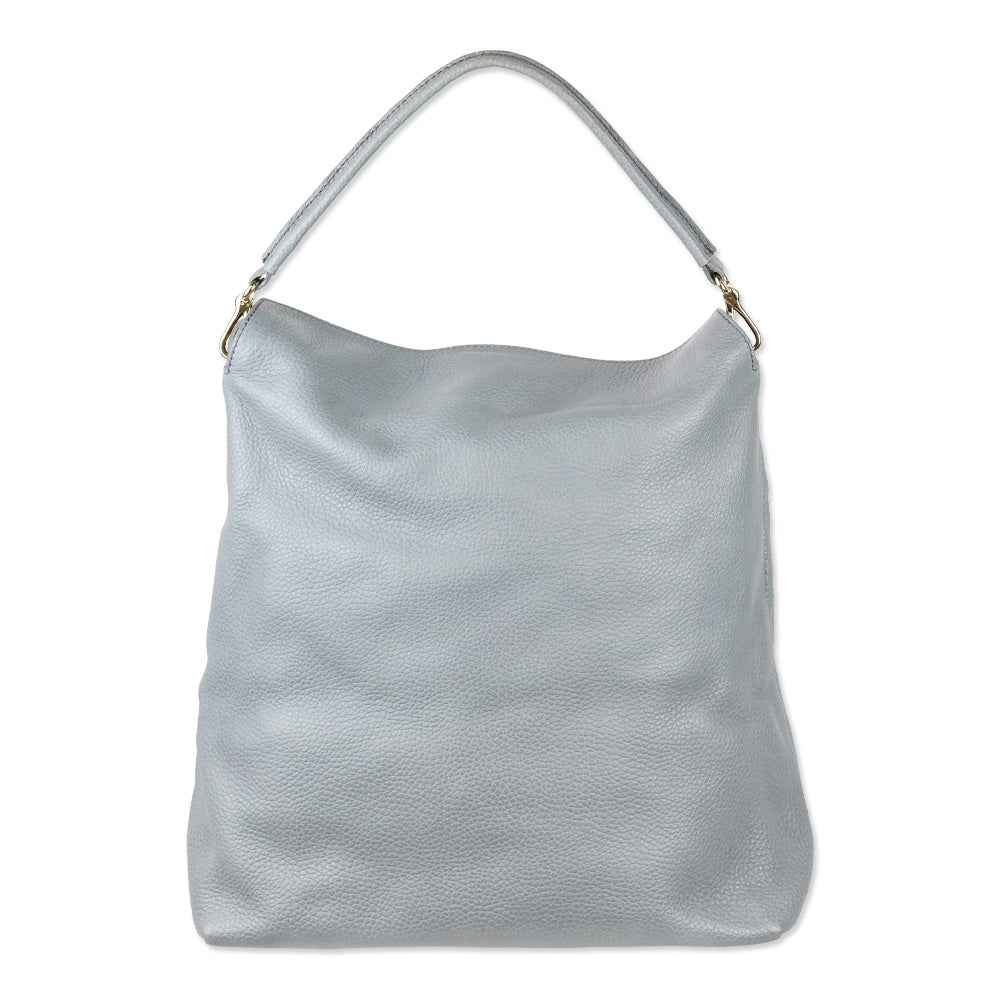 Burberry Storm Grey London Grainy Leather Medium Cale Hobo Bag