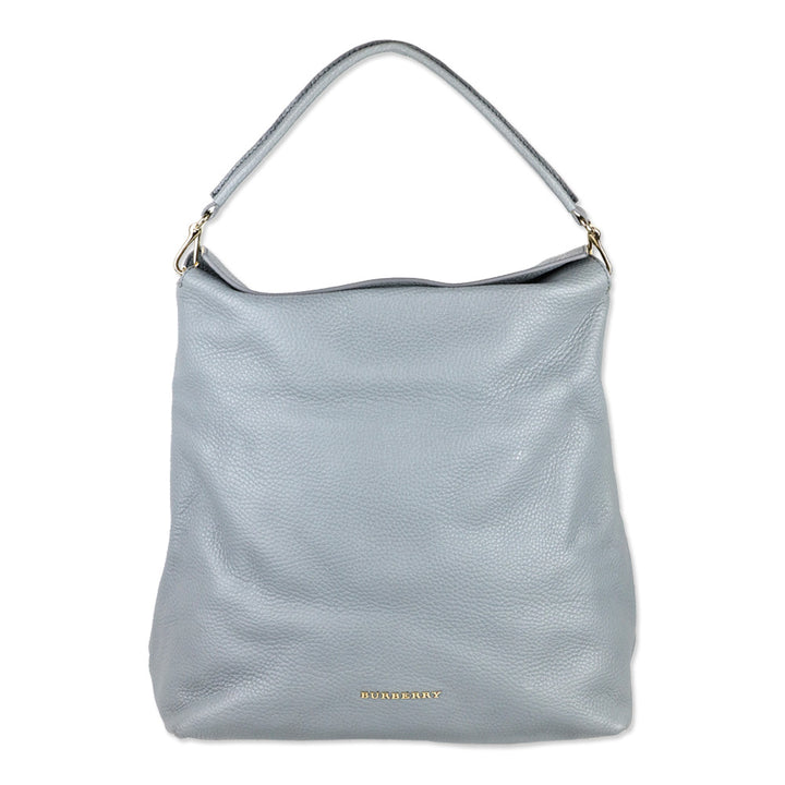 Burberry Storm Grey London Grainy Leather Medium Cale Hobo Bag