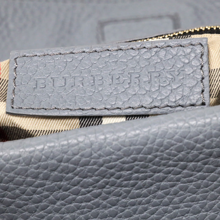 Burberry Storm Grey London Grainy Leather Medium Cale Hobo Bag