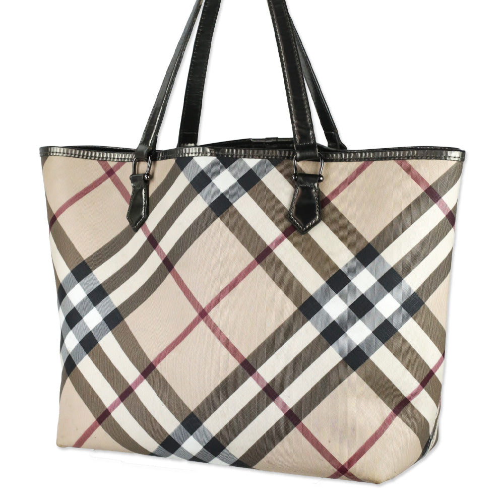 Burberry Supernova Check Large Nickie Tote with Pouch