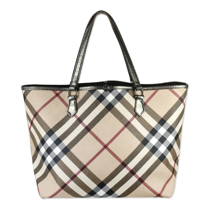 Burberry Supernova Check Large Nickie Tote with Pouch