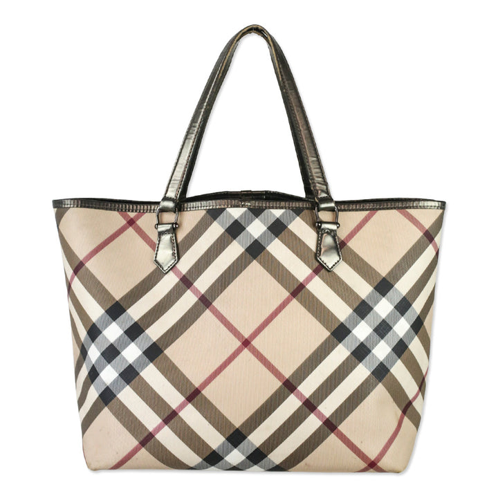 Burberry Supernova Check Large Nickie Tote with Pouch