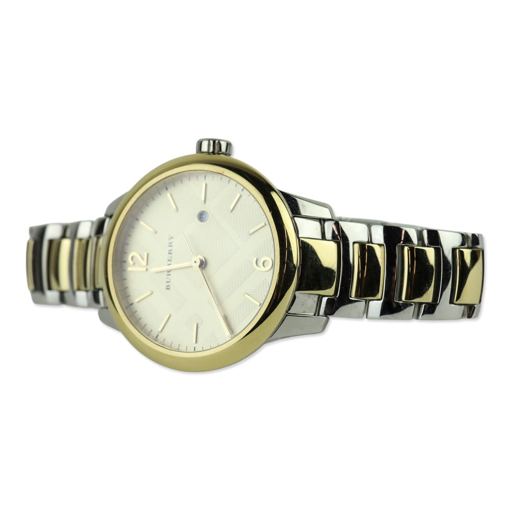 Burberry The Classic Champagne Gold Dial Two Tone Steel Strap Watch