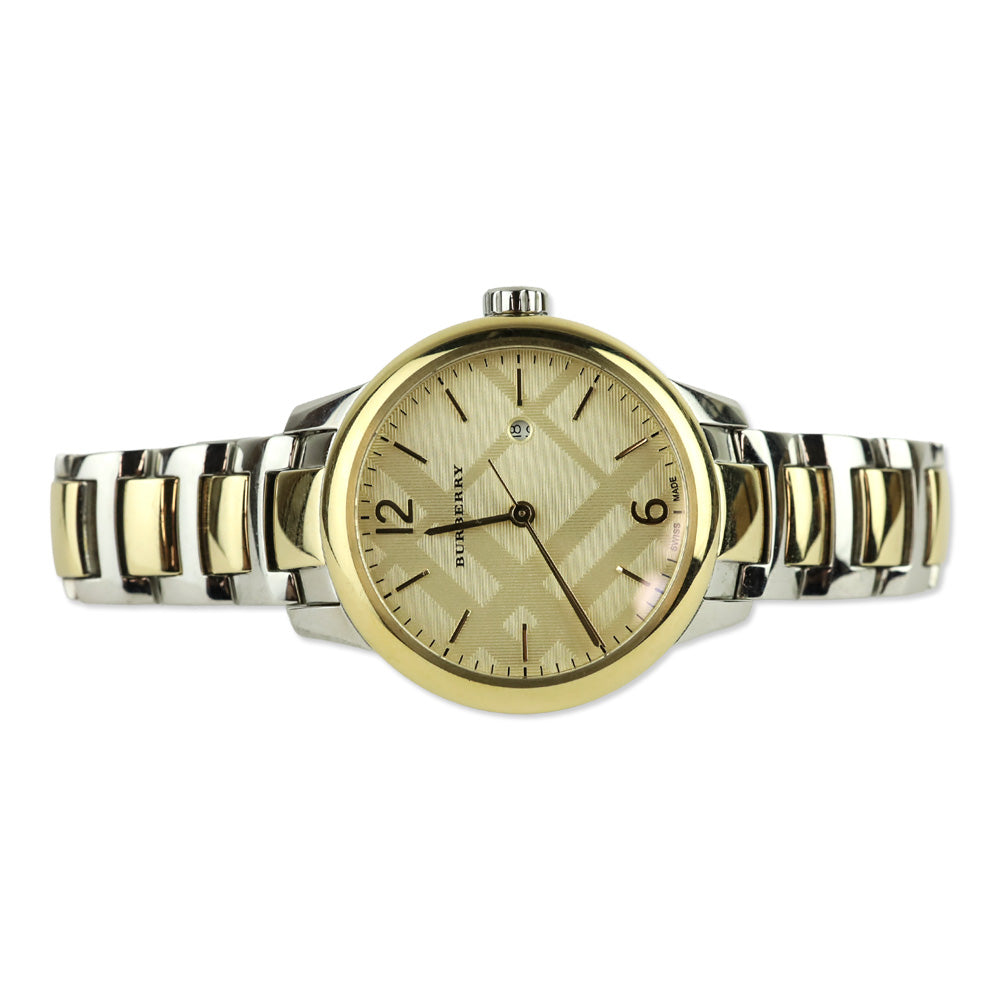Burberry The Classic Champagne Gold Dial Two Tone Steel Strap Watch
