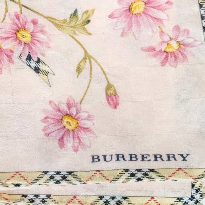 Burberry Vintage Pink Daisy Check Ribbon Print Scarf