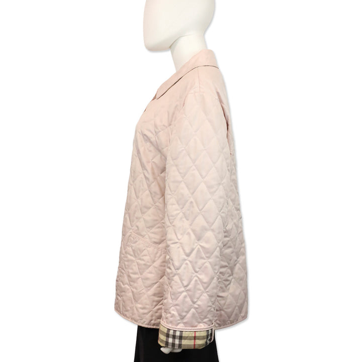 Burberry Dusty Pink Quilted Button Up Jacket