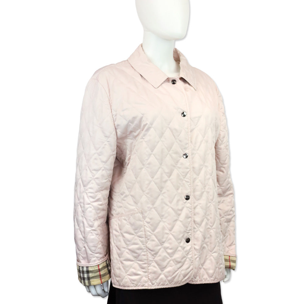 Burberry Dusty Pink Quilted Button Up Jacket