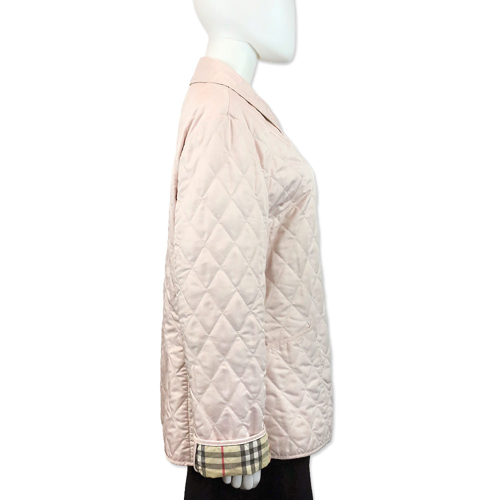 Burberry Dusty Pink Quilted Button Up Jacket
