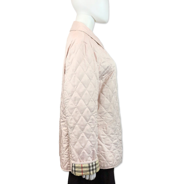 Burberry Dusty Pink Quilted Button Up Jacket