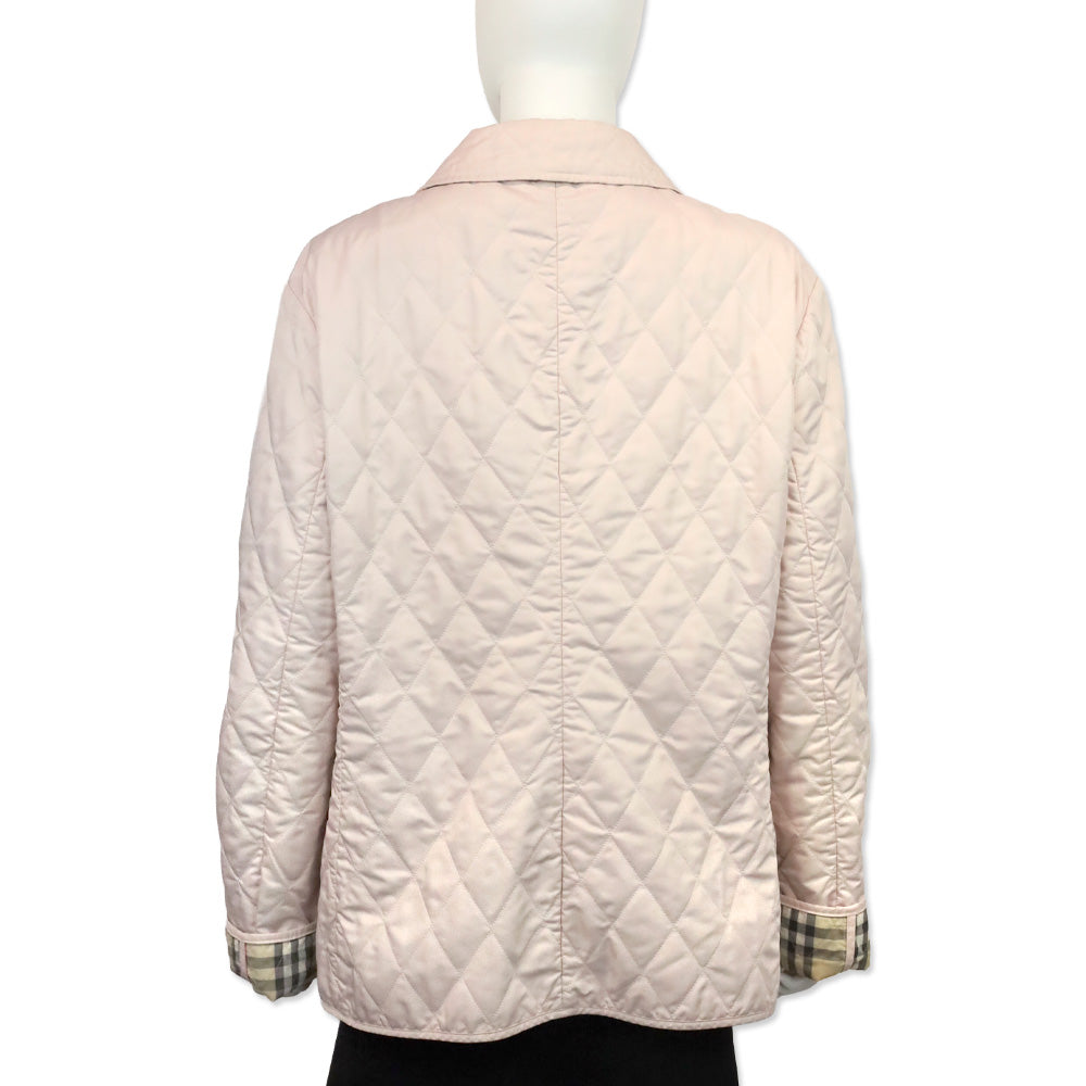 Burberry Dusty Pink Quilted Button Up Jacket