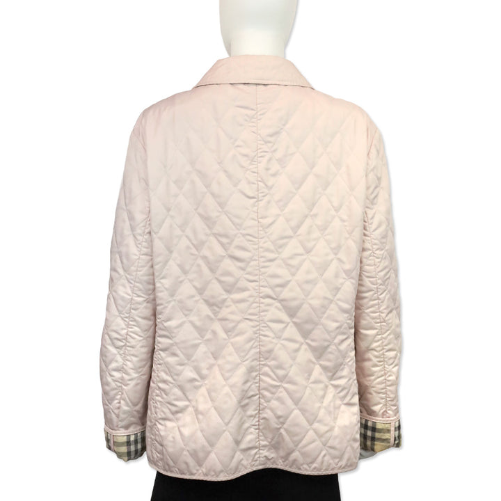 Burberry Dusty Pink Quilted Button Up Jacket
