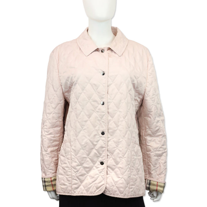 Burberry Dusty Pink Quilted Button Up Jacket