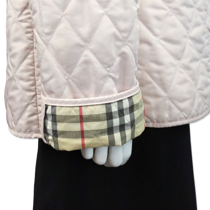 Burberry Dusty Pink Quilted Button Up Jacket