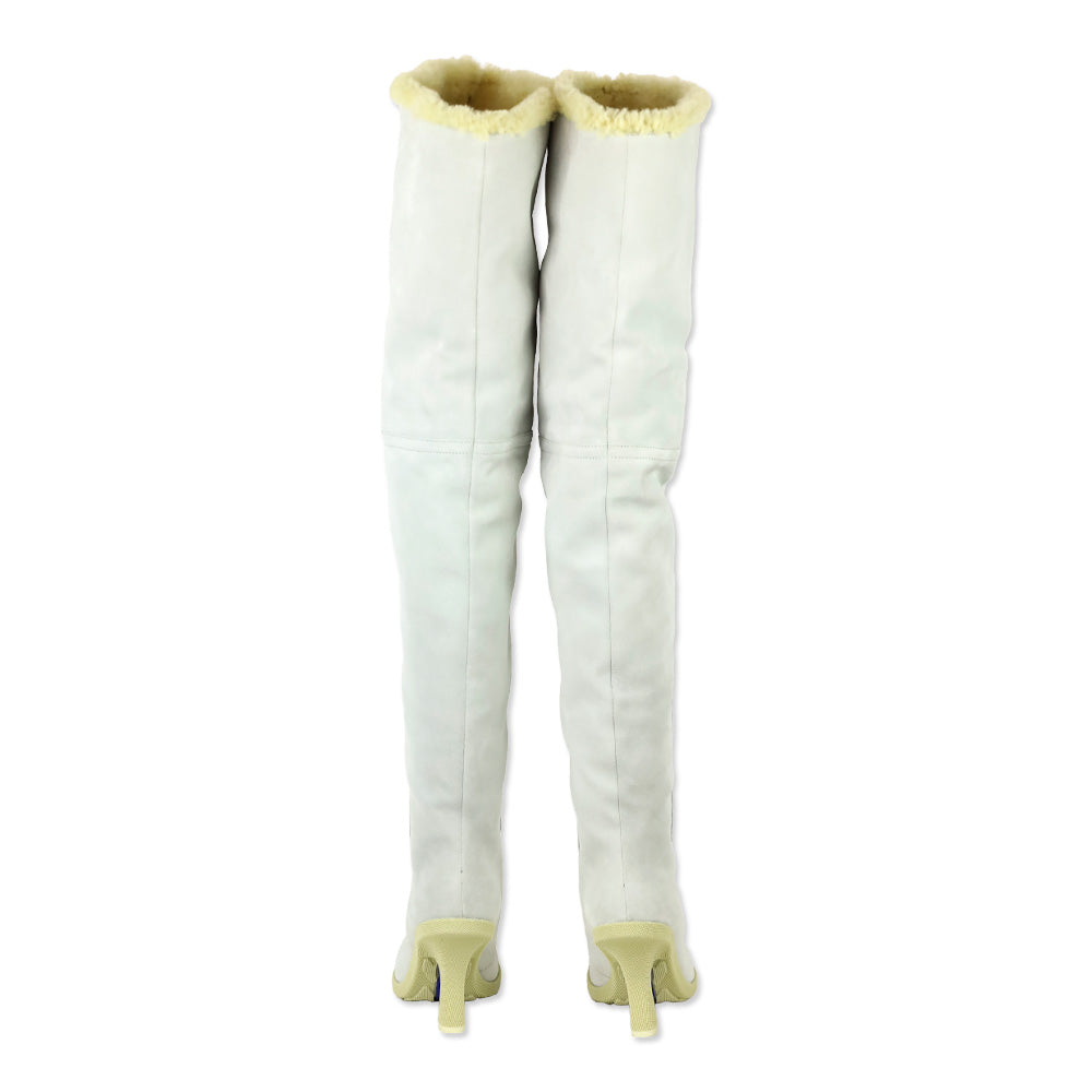 Burberry Foam/Butter Suede-Shearling Roberta Highland Boots 90