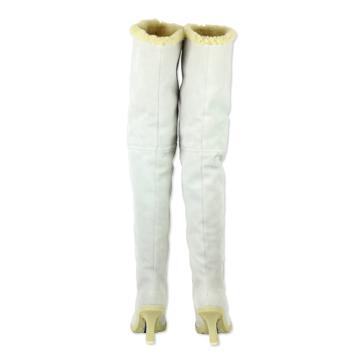 Burberry Foam/Butter Suede-Shearling Roberta Highland Boots 90