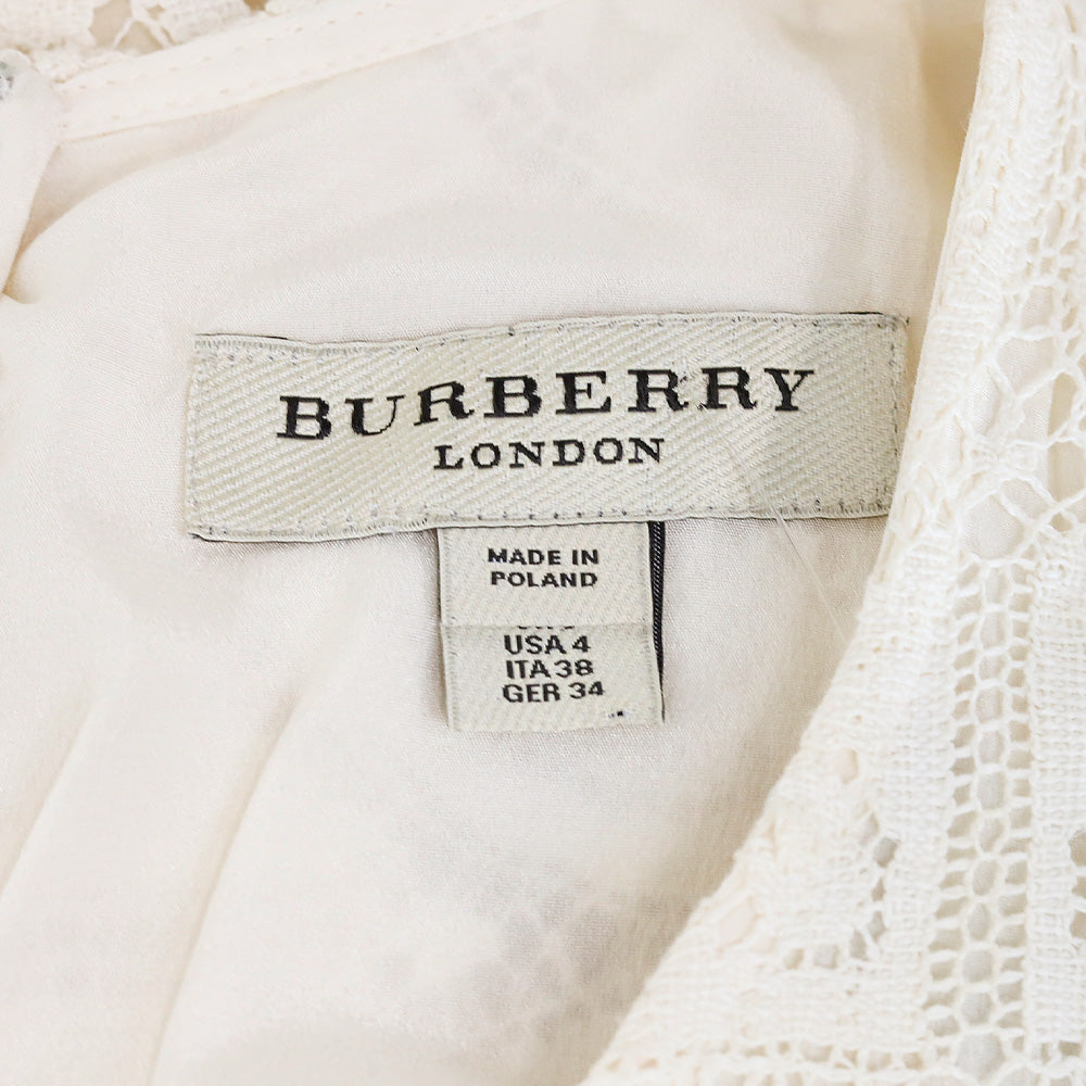 Burberry Ivory Velma Short Sleeve Lace Fit & Flare Dress