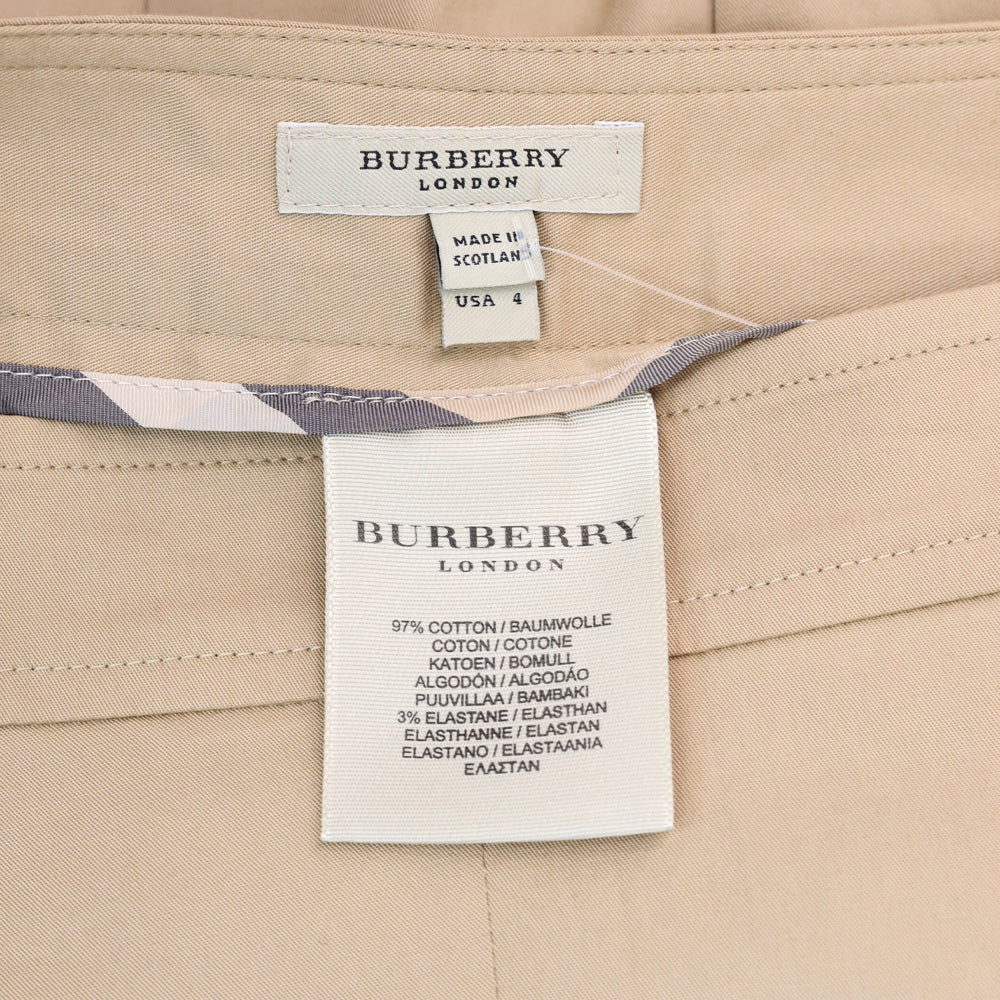 Burberry Khaki Pleated Mid Rise Midi Skirt