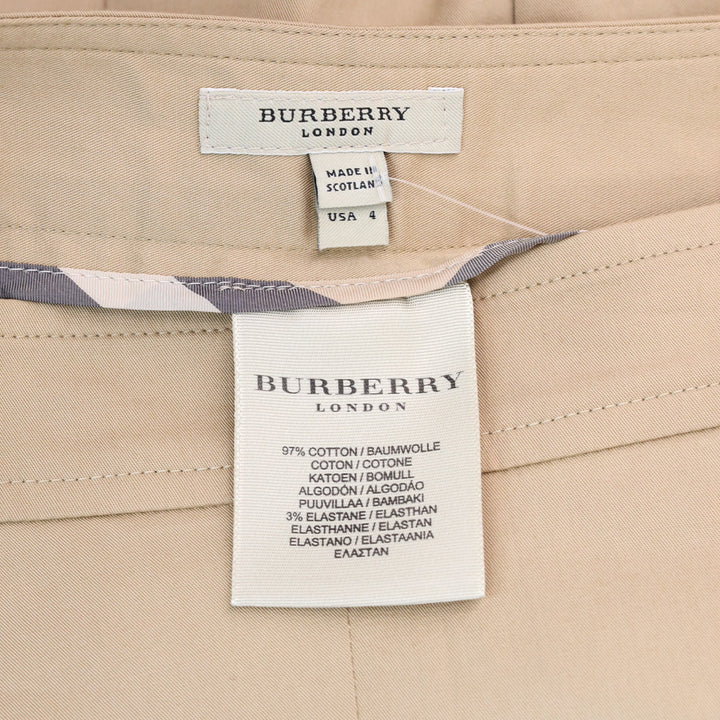 Burberry Khaki Pleated Mid Rise Midi Skirt