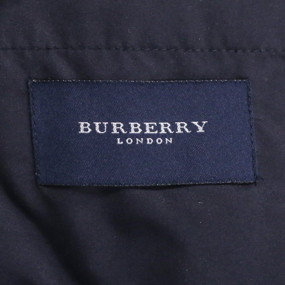 Burberry London Navy Quilted Button Up Coat