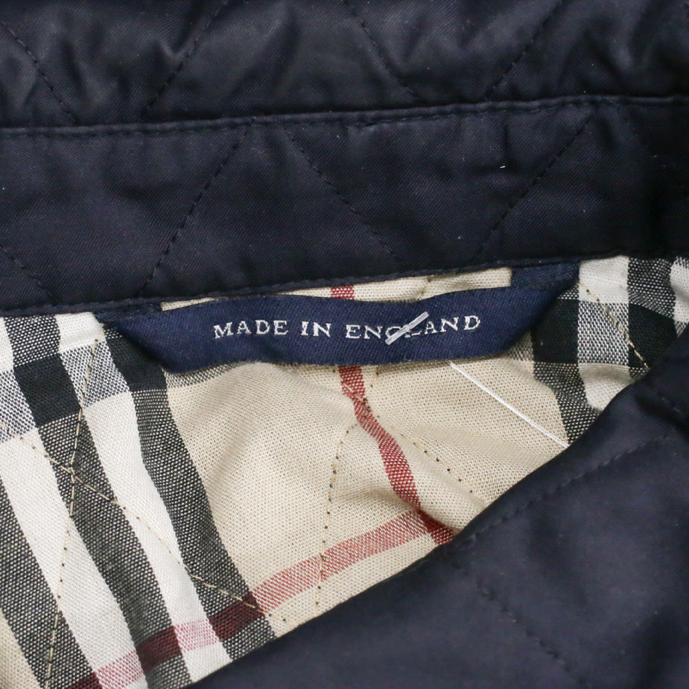 Burberry London Navy Quilted Button Up Coat