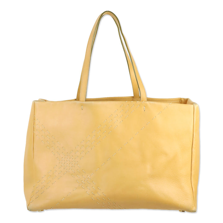 Burberry London Tan Stitched Leather Tote