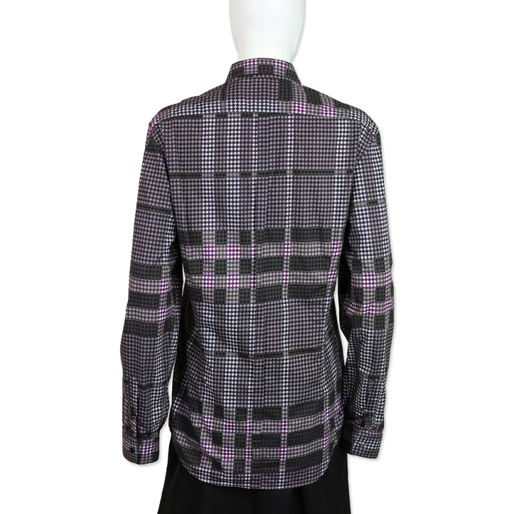 Burberry Purple Plaid Mixed Print Cotton Tailored Button Up Shirt