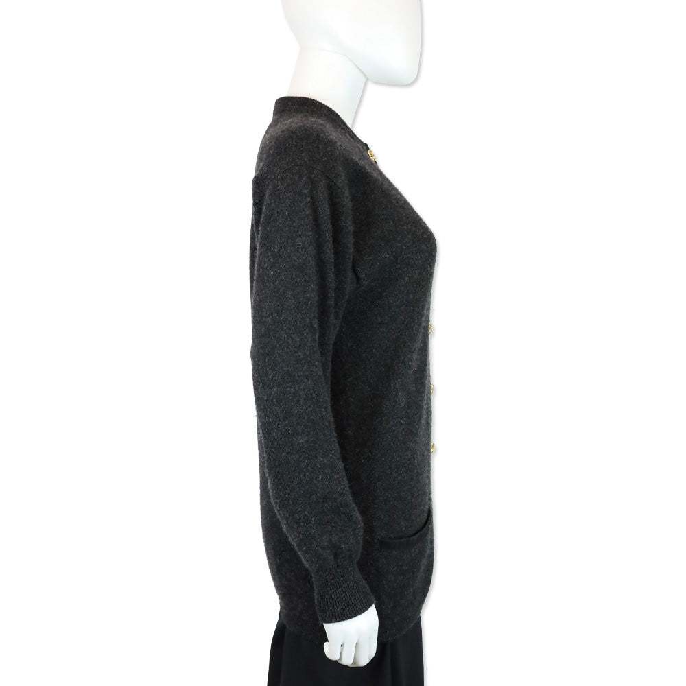 Burberrys Charcoal Grey Cashmere Knit Cardigan