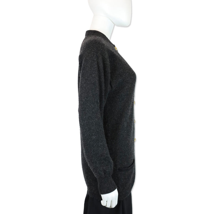 Burberrys Charcoal Grey Cashmere Knit Cardigan