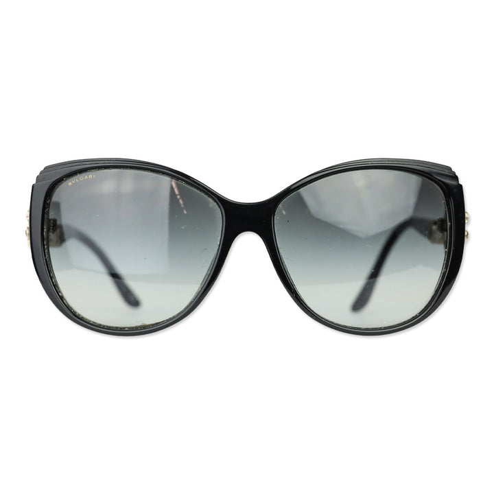 Bvlgari Black Swarovski Crystal Flower Cat Eye Sunglasses