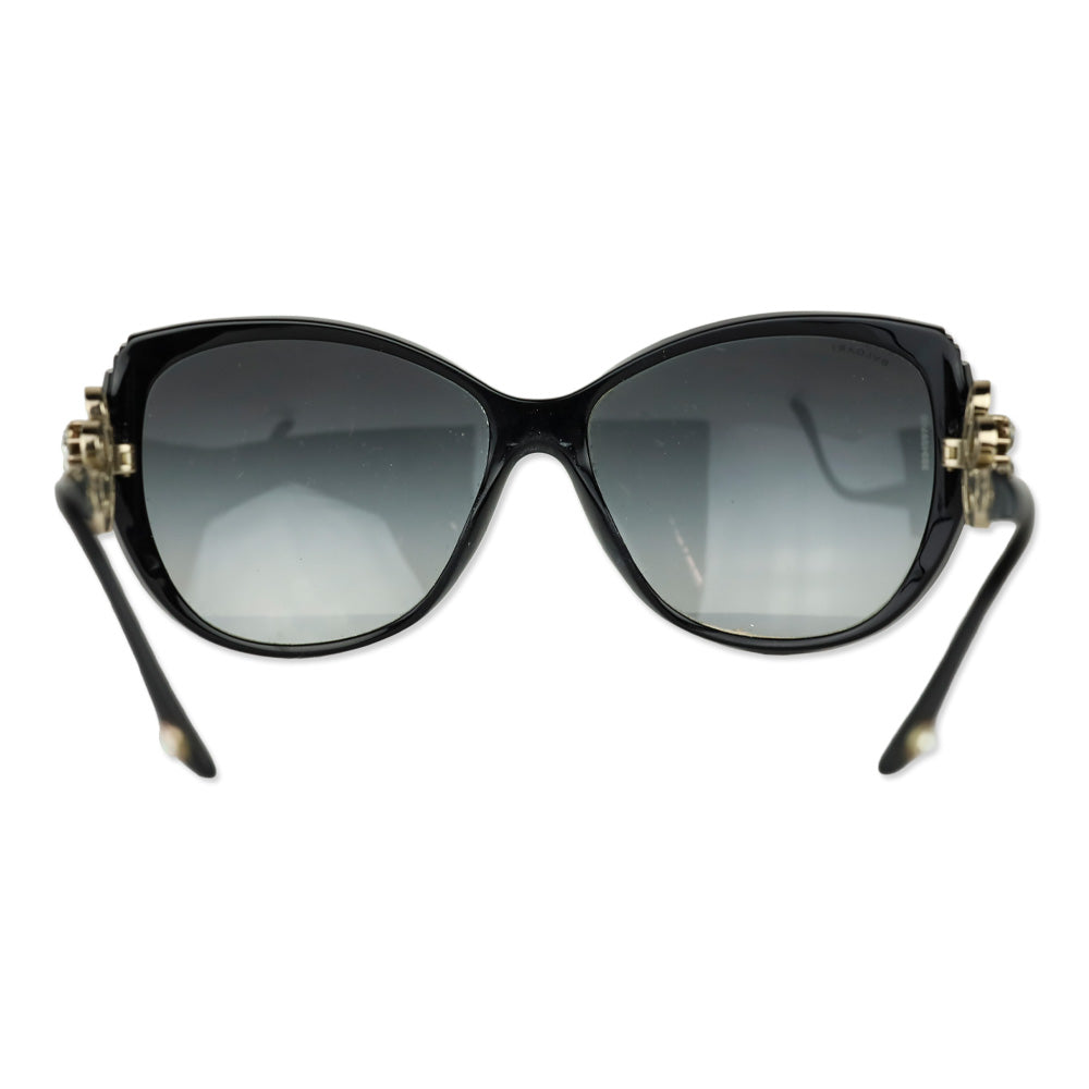 Bvlgari Black Swarovski Crystal Flower Cat Eye Sunglasses