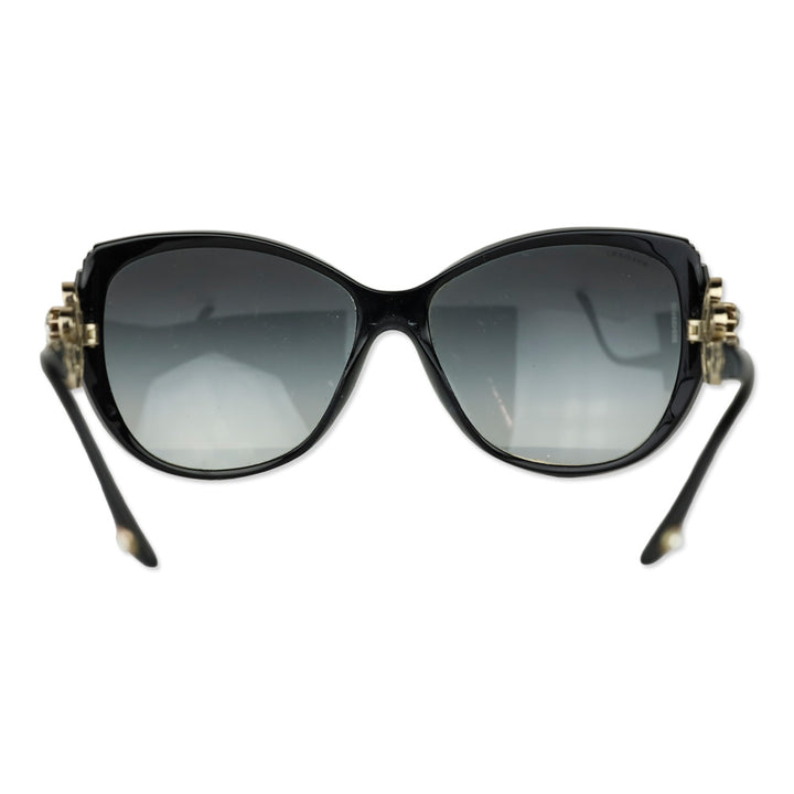 Bvlgari Black Swarovski Crystal Flower Cat Eye Sunglasses