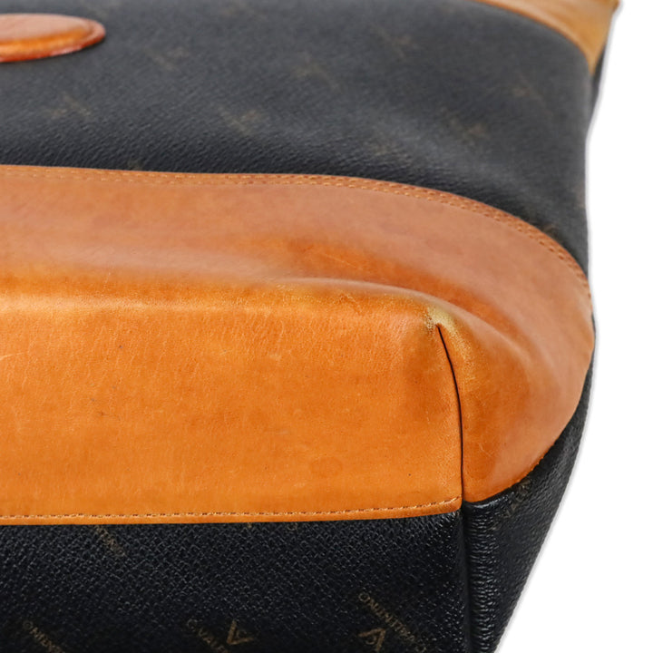 C. Valentino Black Monogram Tan Leather Tote