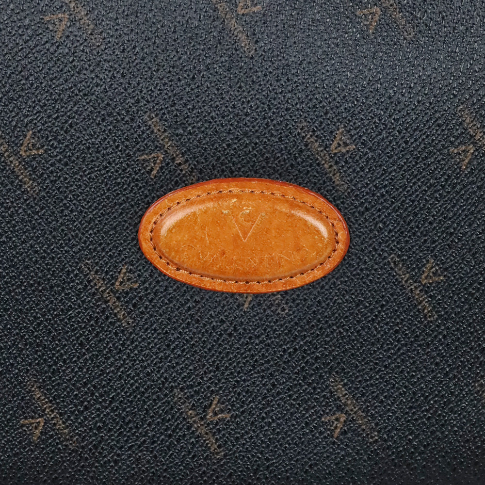 C. Valentino Black Monogram Tan Leather Tote