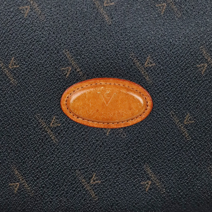C. Valentino Black Monogram Tan Leather Tote