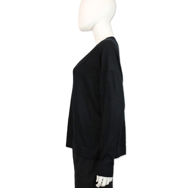 CO Black Fine Cashmere V-Neck Sweater