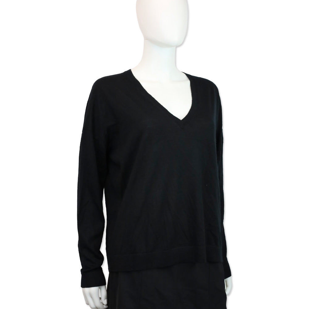 CO Black Fine Cashmere V-Neck Sweater