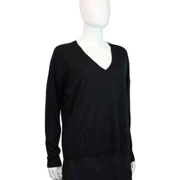 CO Black Fine Cashmere V-Neck Sweater