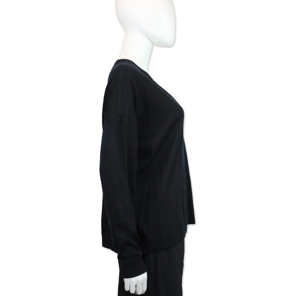 CO Black Fine Cashmere V-Neck Sweater