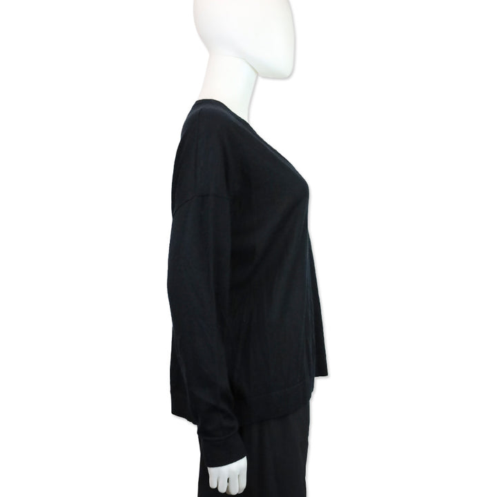 CO Black Fine Cashmere V-Neck Sweater