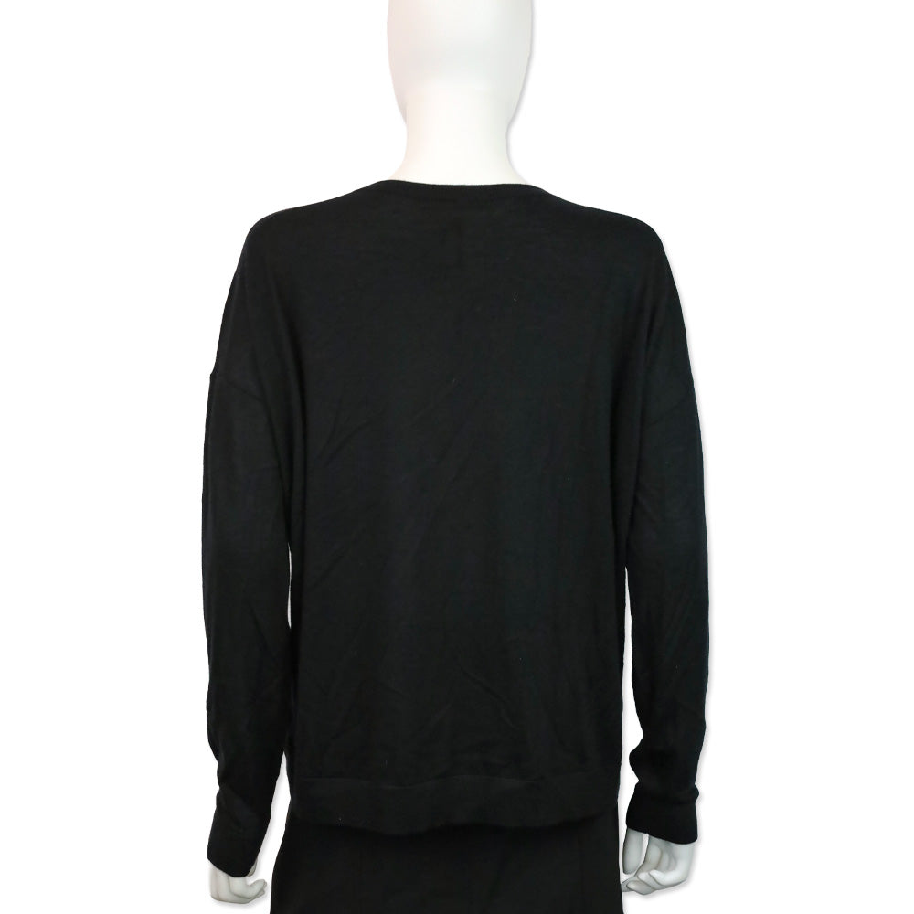 CO Black Fine Cashmere V-Neck Sweater